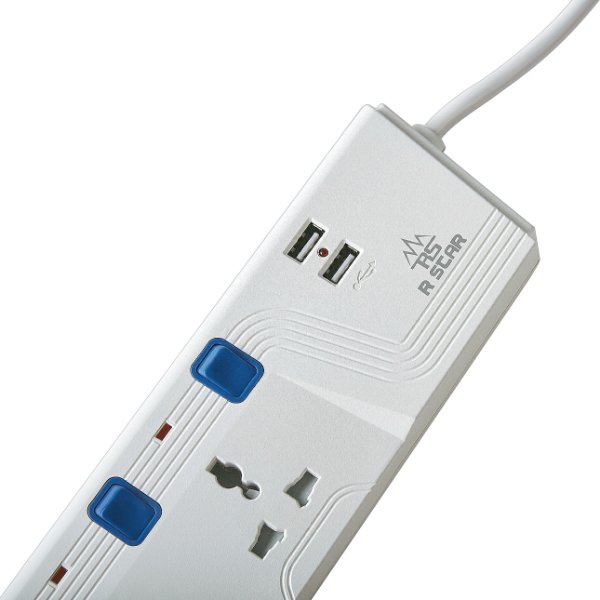 R SCARS-713USB - 3-outlet power strip (3 m) with 2 USB charging ports