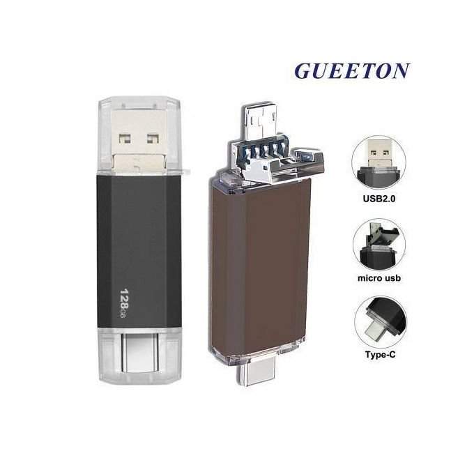 GUEETON USB Key - OTG 128 GB Micro USB Type C 3 in 1