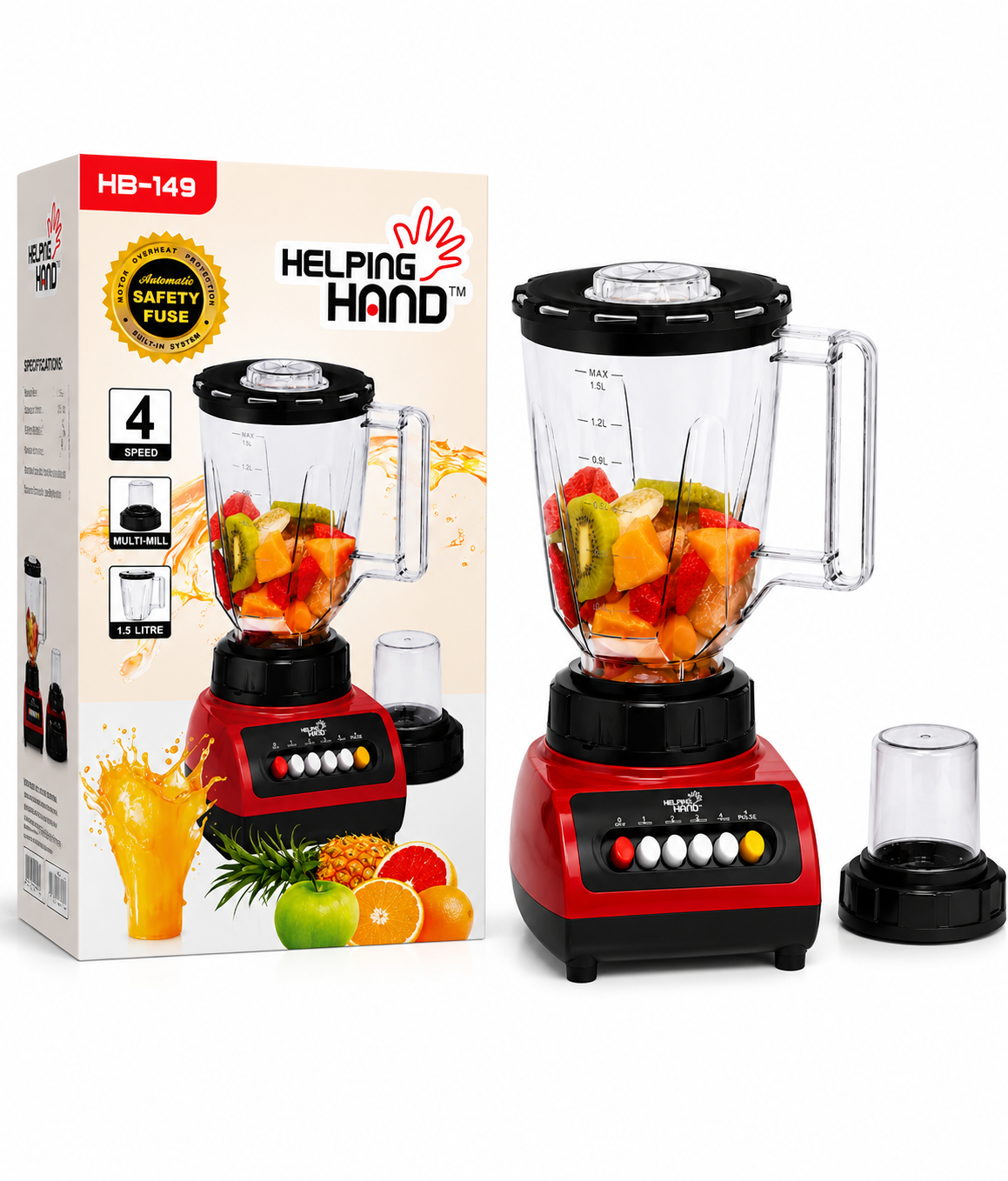 HB-149 4-Speed Blender & Multi-Mill – 1.5L - Rouge et noir